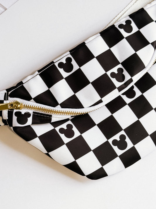 Black Checkered Fanny Pack