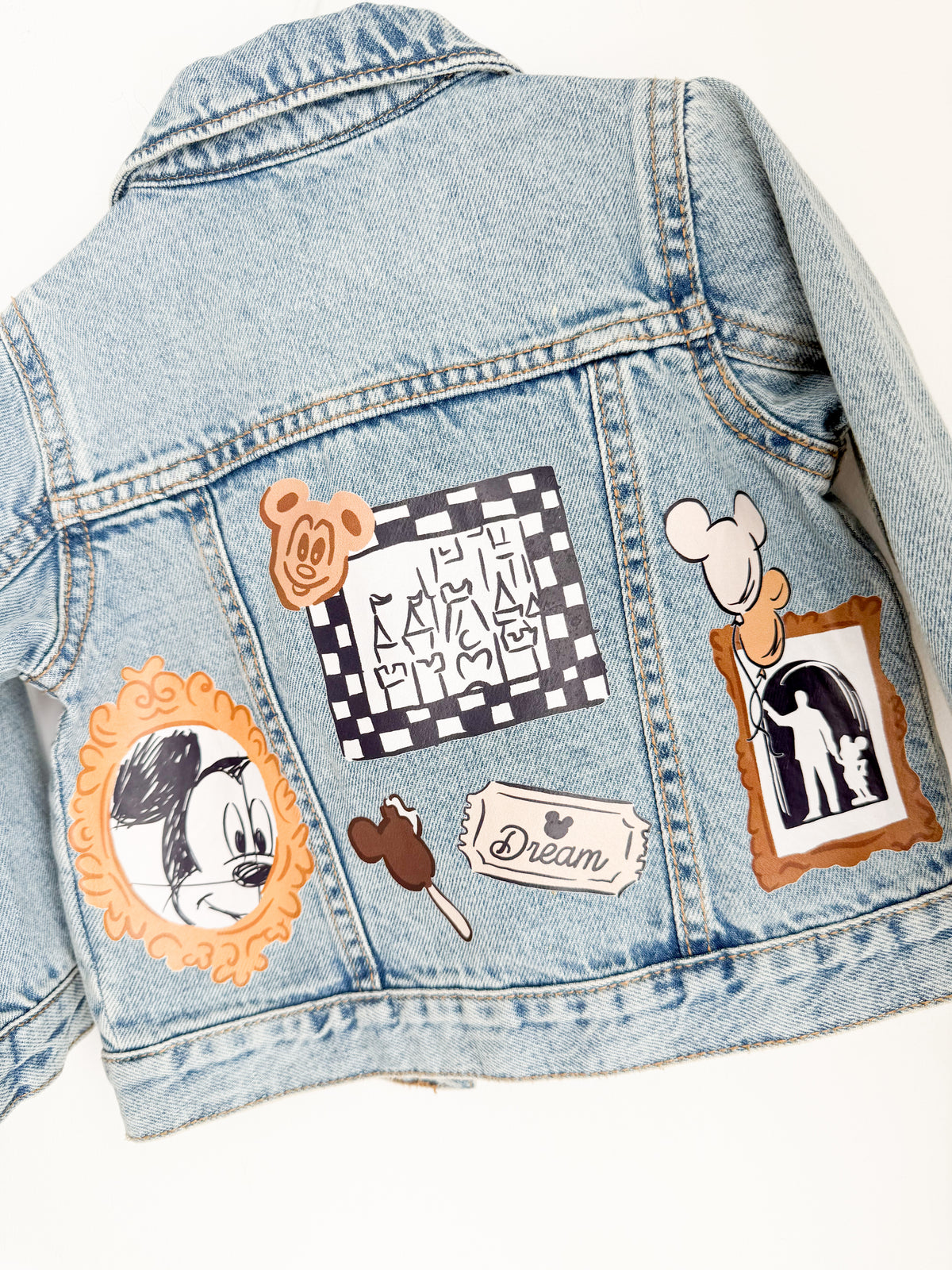 Checkered Mouse Upcycled Denim Jacket