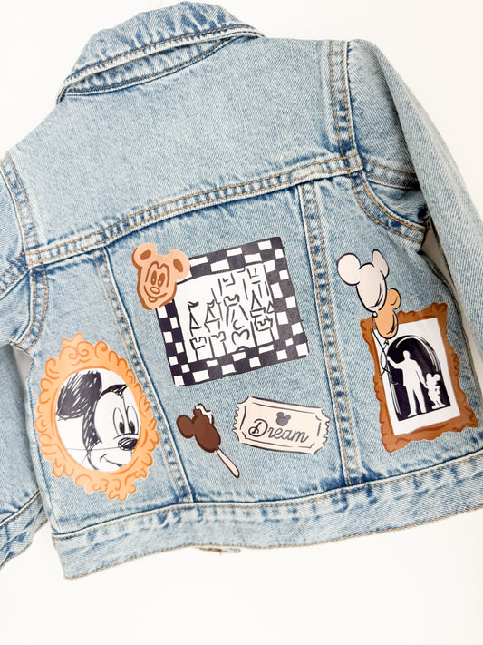 Checkered Mouse Upcycled Denim Jacket