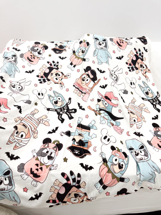 Blue Dog Halloween Minky Blankets